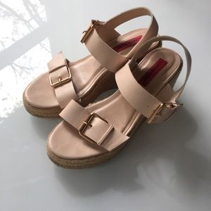 London Rebel buckle Wedge Leather Sandal